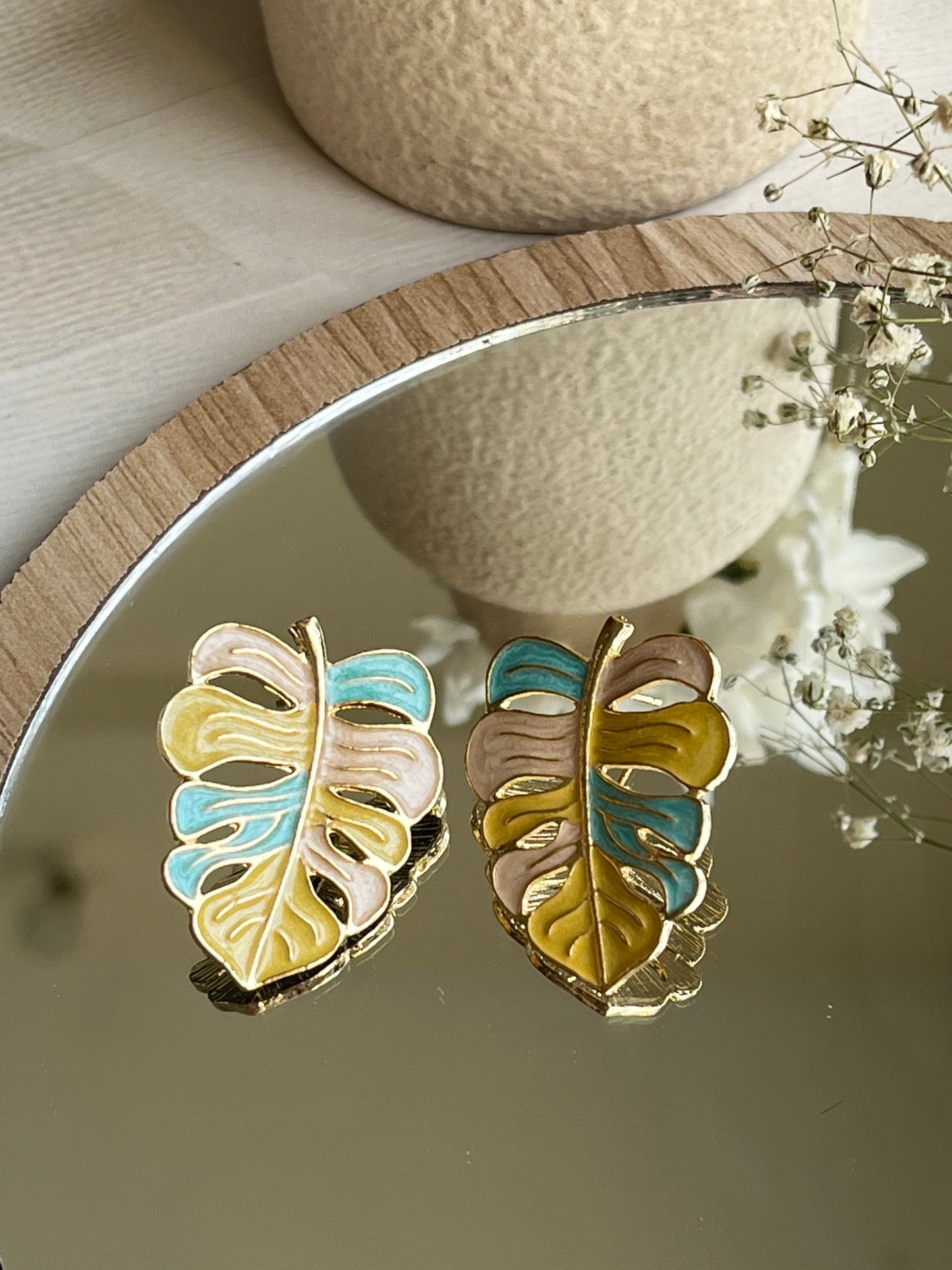 Brass Leaf Palm Earrings