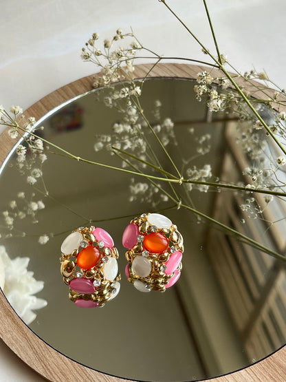 Royal Multicolor Stones Brass Earrings