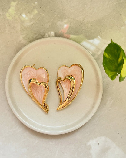 Double Heart Meena Earrings