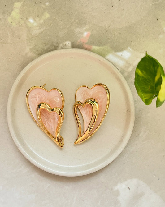 Double Heart Meena Earrings