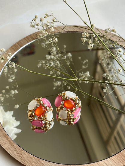 Royal Multicolor Stones Brass Earrings