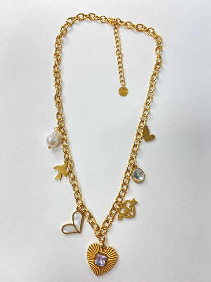 Heart and birds charms Necklace