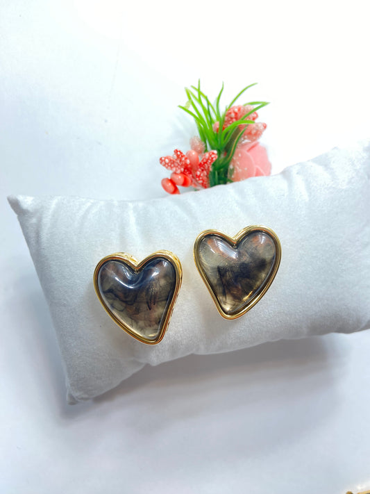 Midnight Heart Studs