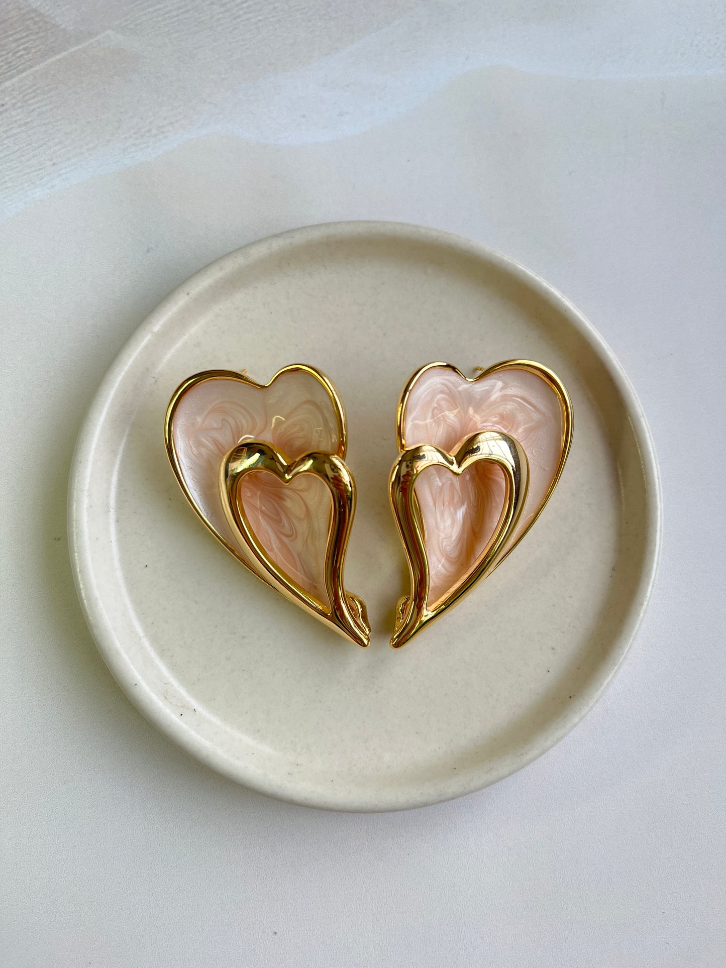 Double Heart Meena Earrings