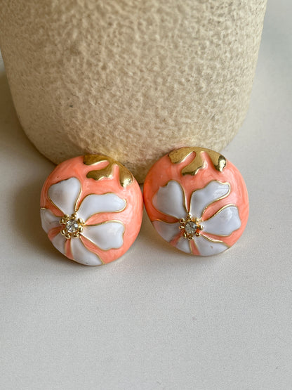Meenakari Peach Brass Studs