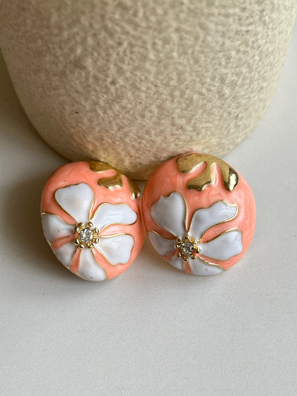 Meenakari Peach Brass Studs